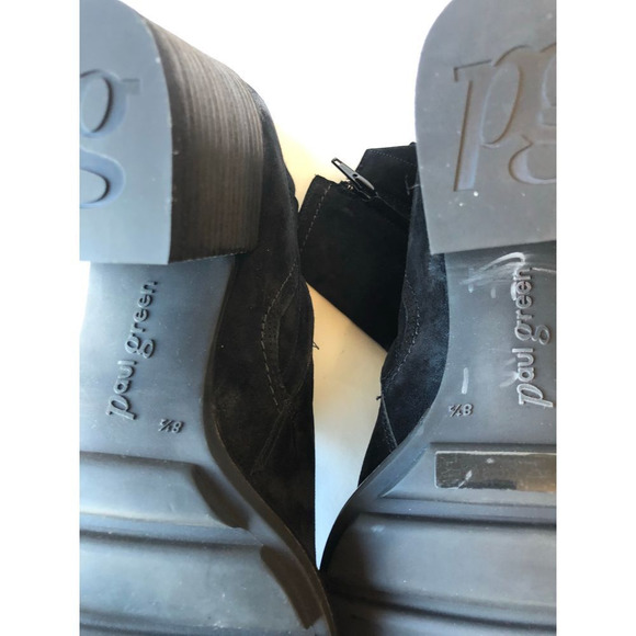 Paul Green Woman’s US 10 Black Suede Distressed Ankle Boots Side Zipper - Picture 13 of 13